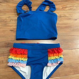 Hanna Andersson size 5 girls two piece swim suit multi-colored never worn